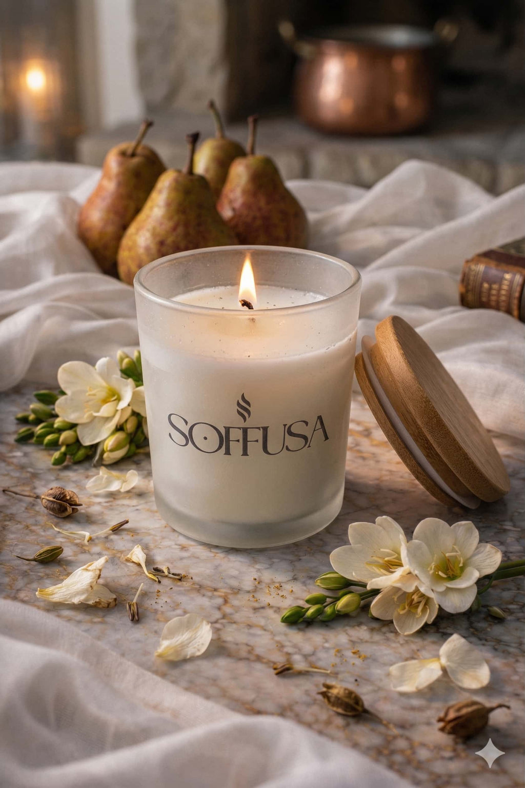 Candela profumata Pera & Fresia 150g – Soffusa
