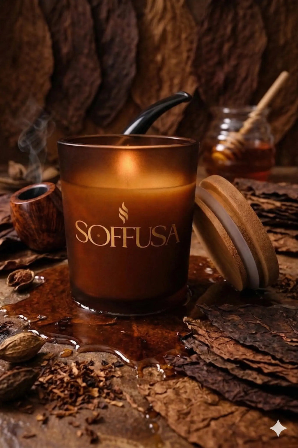 Candela profumata Tobacco & Dark Honey 150g – Soffusa