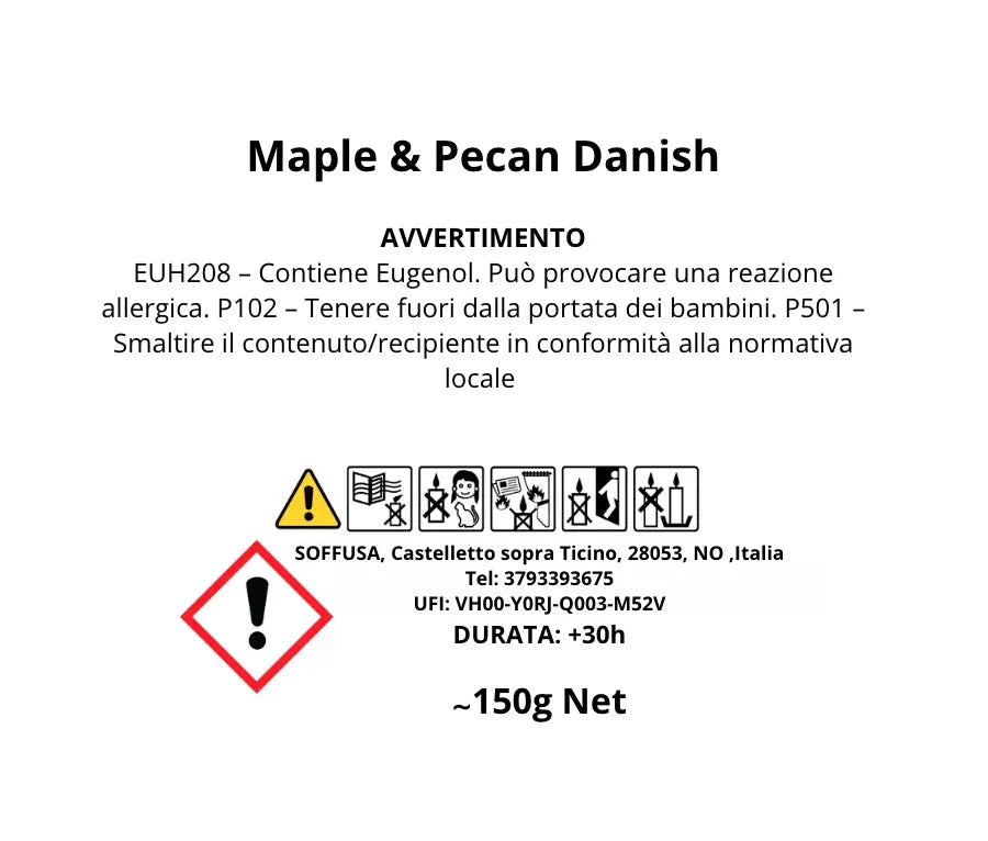 Etichetta candela Maple_e_pecan_danish 150g - Soffusa